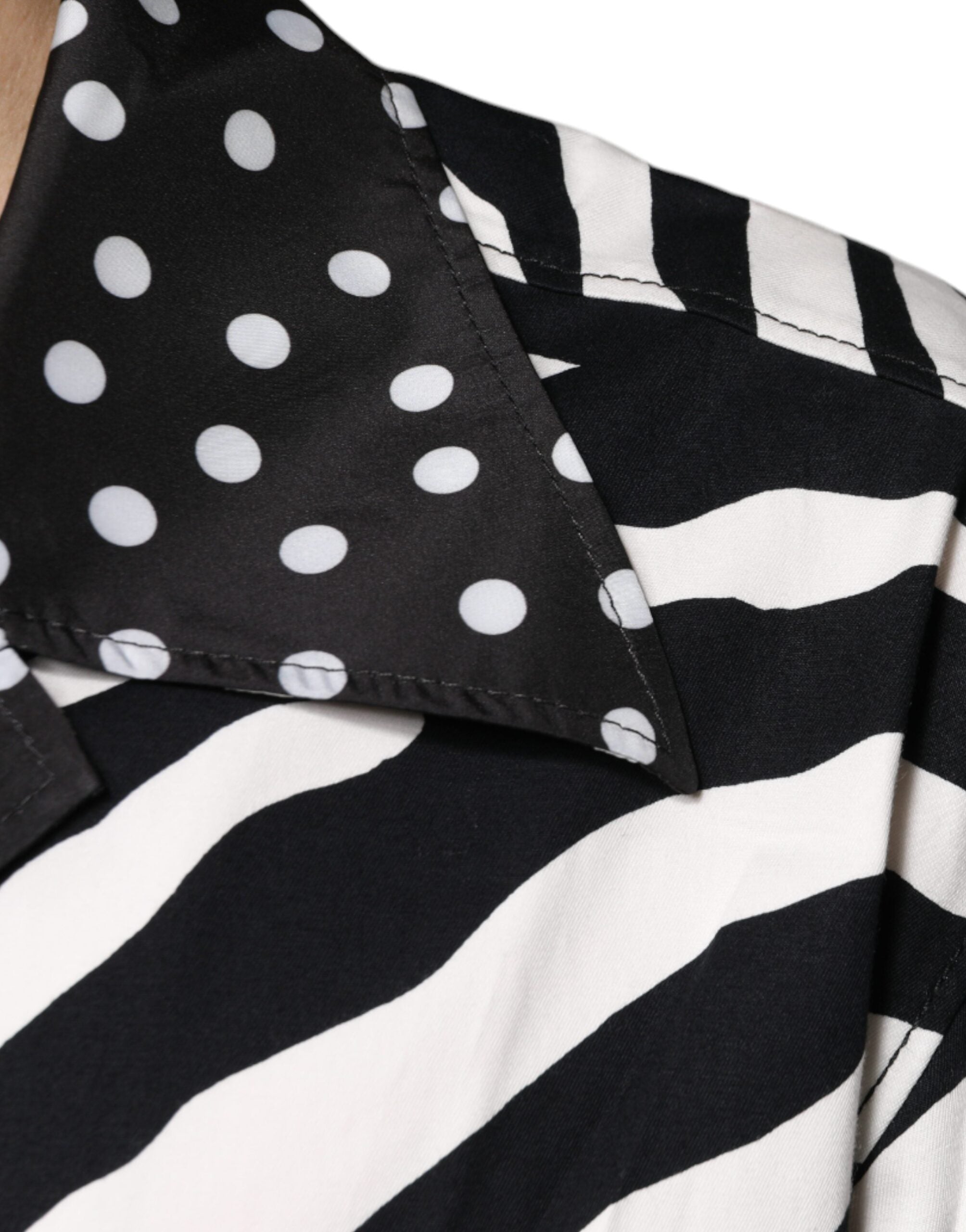 Dolce & Gabbana Black and White Zebra Button Down Shirt in Plus Size